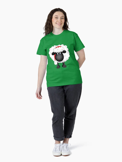 Festive Christmas Shelby Sheep Green Background