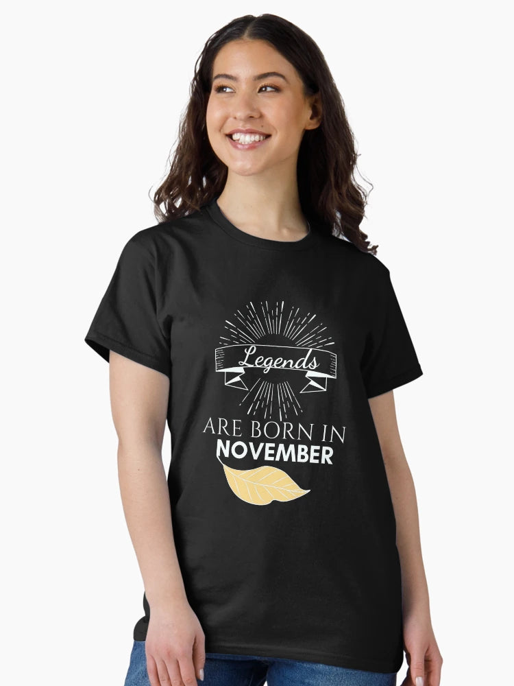 Legends are Born in November Black T-Shirt