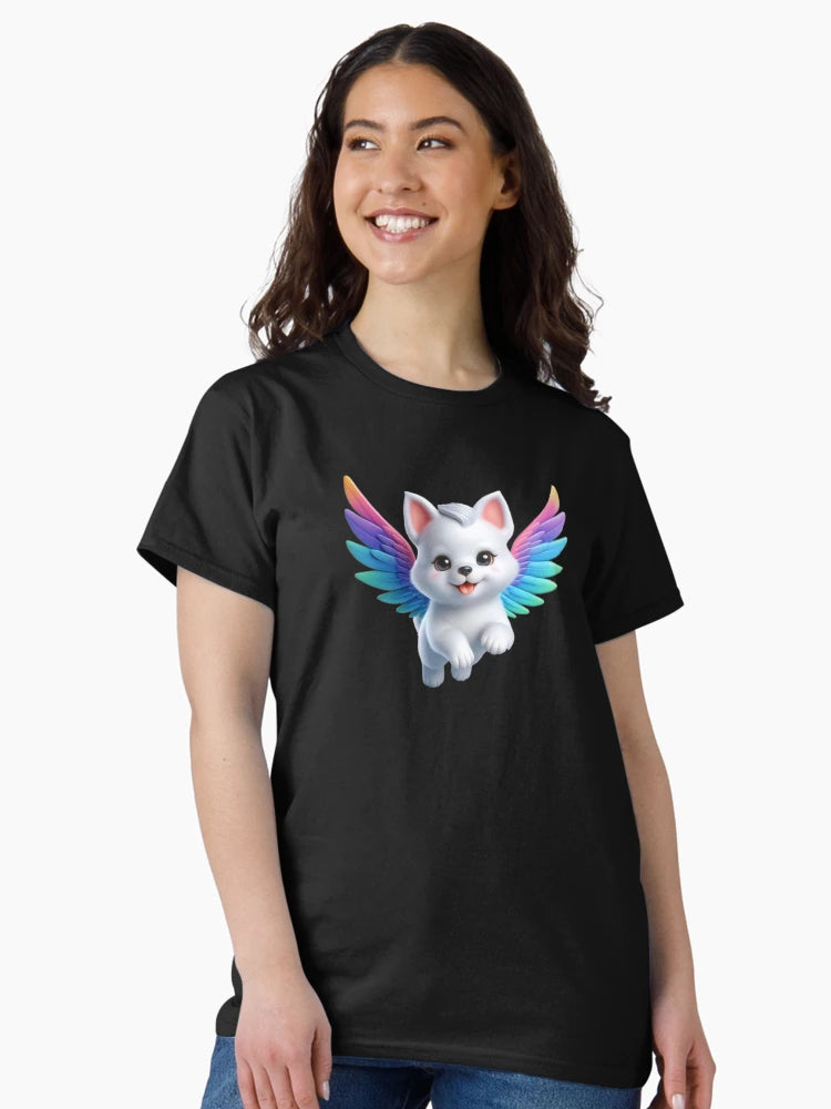 3D Cute Cat with Colorful Wings, Kawaii Cat with Wings, Adorable Cute Cat