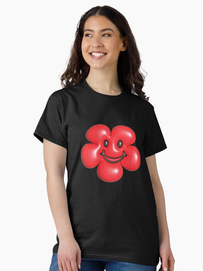 3d red flower smile face.