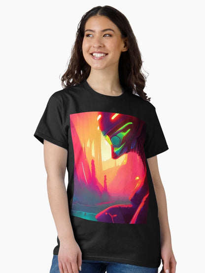 Alien 3D neon space synthwave art