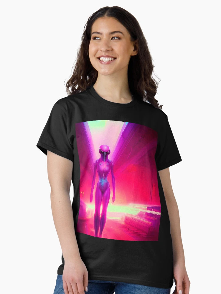 Alien 3D art. Fantasy neon style space