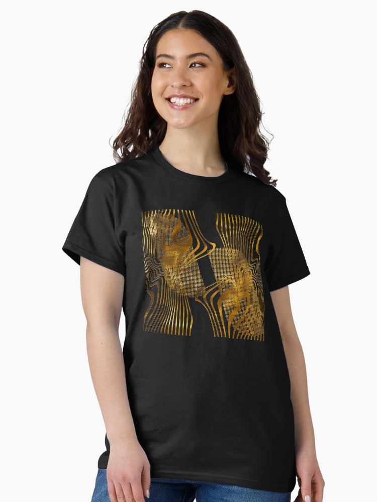 Golden Abstract Striped Print