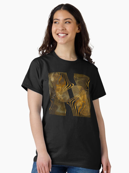 Golden Abstract Striped Print