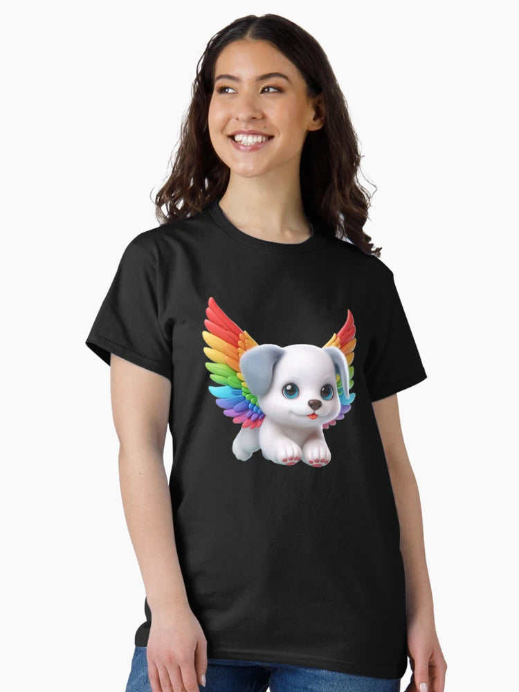 3D Cute Dog with Colorful Wings, Kawaii Dog with Wings, Adorable Cute Dog