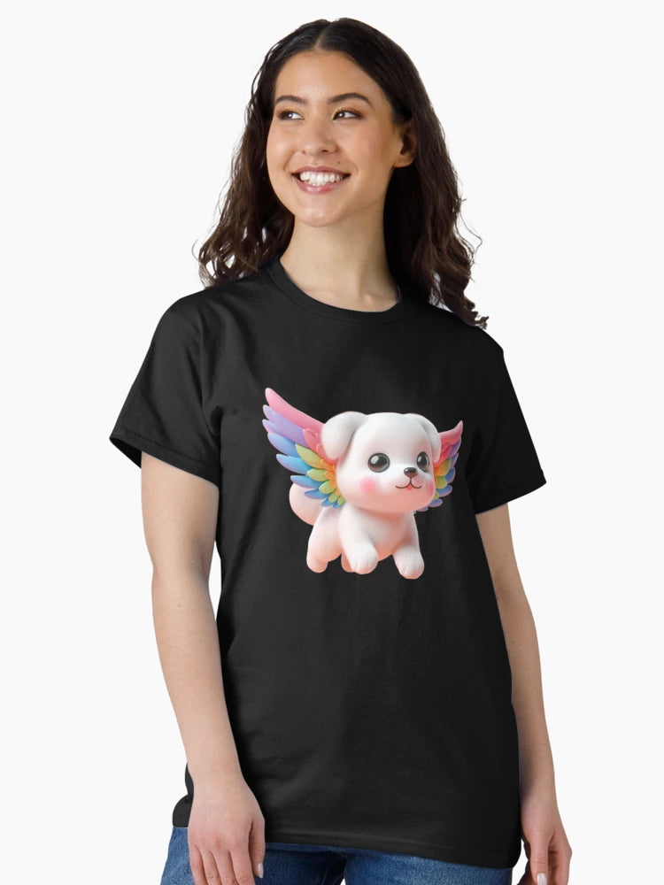 3D Cute Dog with Colorful Wings, Kawaii Dog with Wings, Adorable Cute Dog