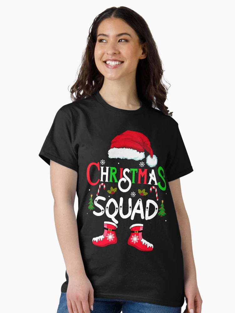 family christmas squad shirt , groovy matching christmas 2023 santa hat crew shirt