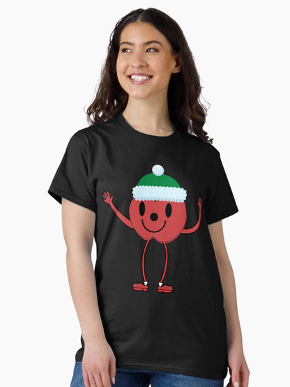 Funny Apple in a Christmas hat
