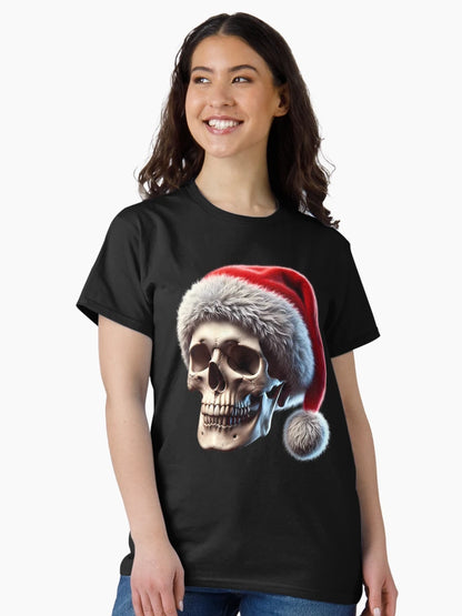 A skull with Santa Claus’s hat