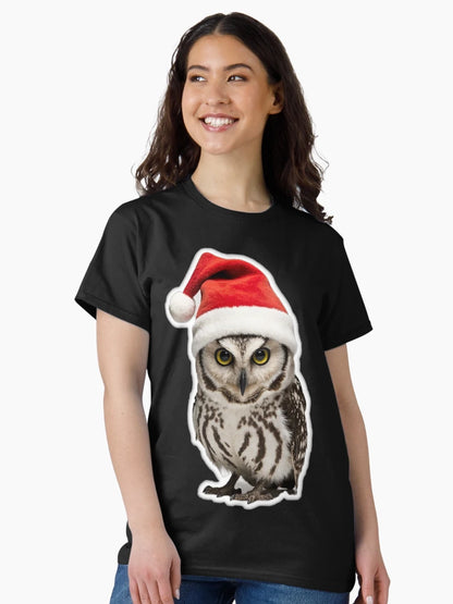 Adorable Owl Wearing a Santa Hat