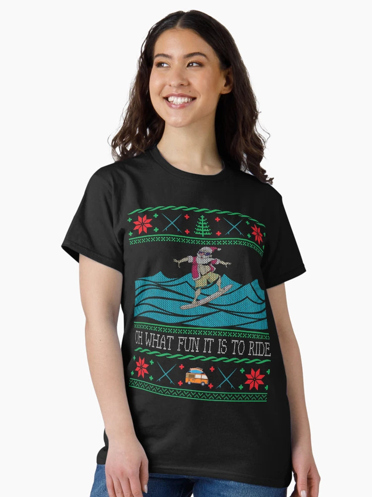 Funny Christmas Surfing Santa Hawaiian Ugly Christmas