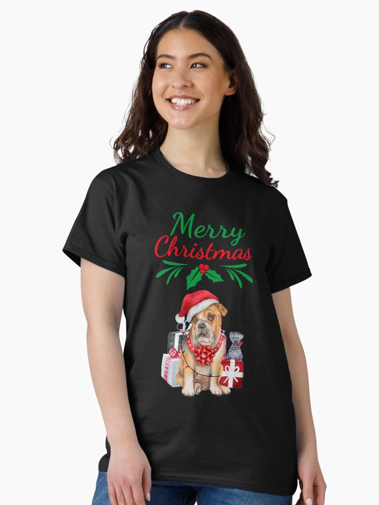 A Festive Bulldog Design. Festive Dog. Christmas Dog.