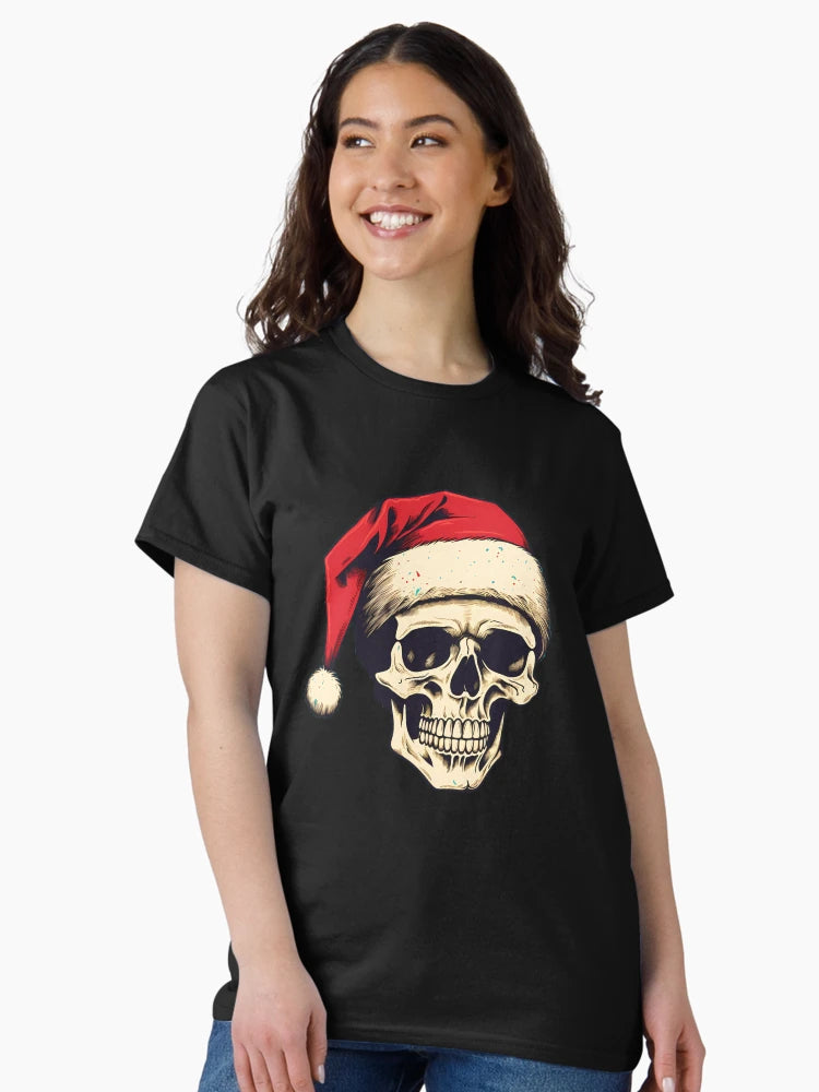 A skull with Santa Claus’s hat