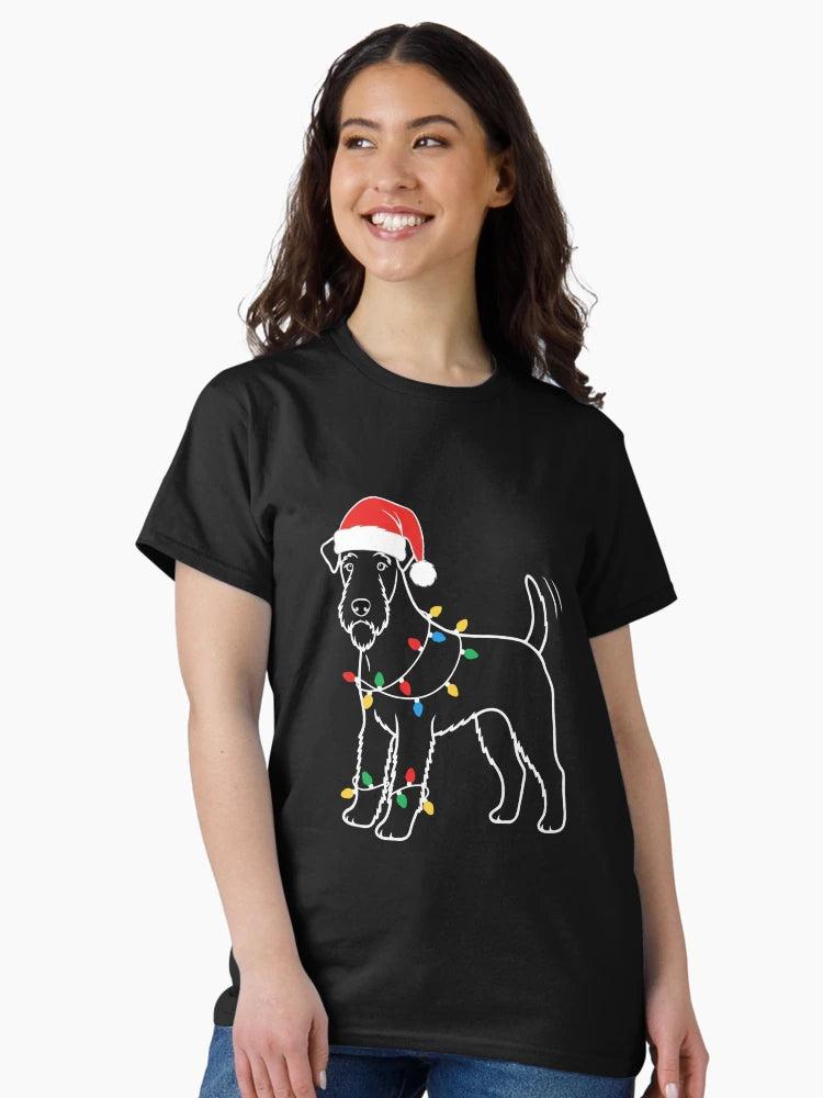 Airedale Terrier Christmas – Santa Hat & Holiday Lights