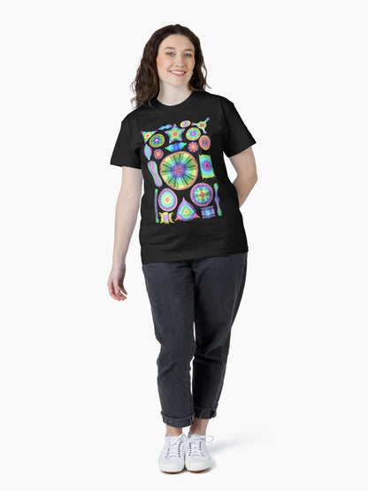 Ernst Haeckel Rainbow Diatoms on Black