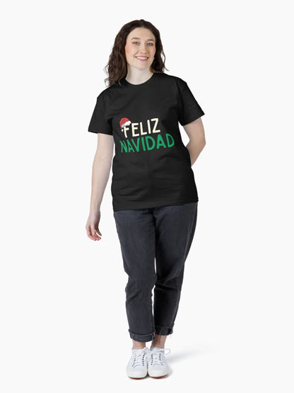 386 Feliz Navidad Or Merry Christmas In Spanish Cute And Funny Xmas Gifts Santa Hat Graphic