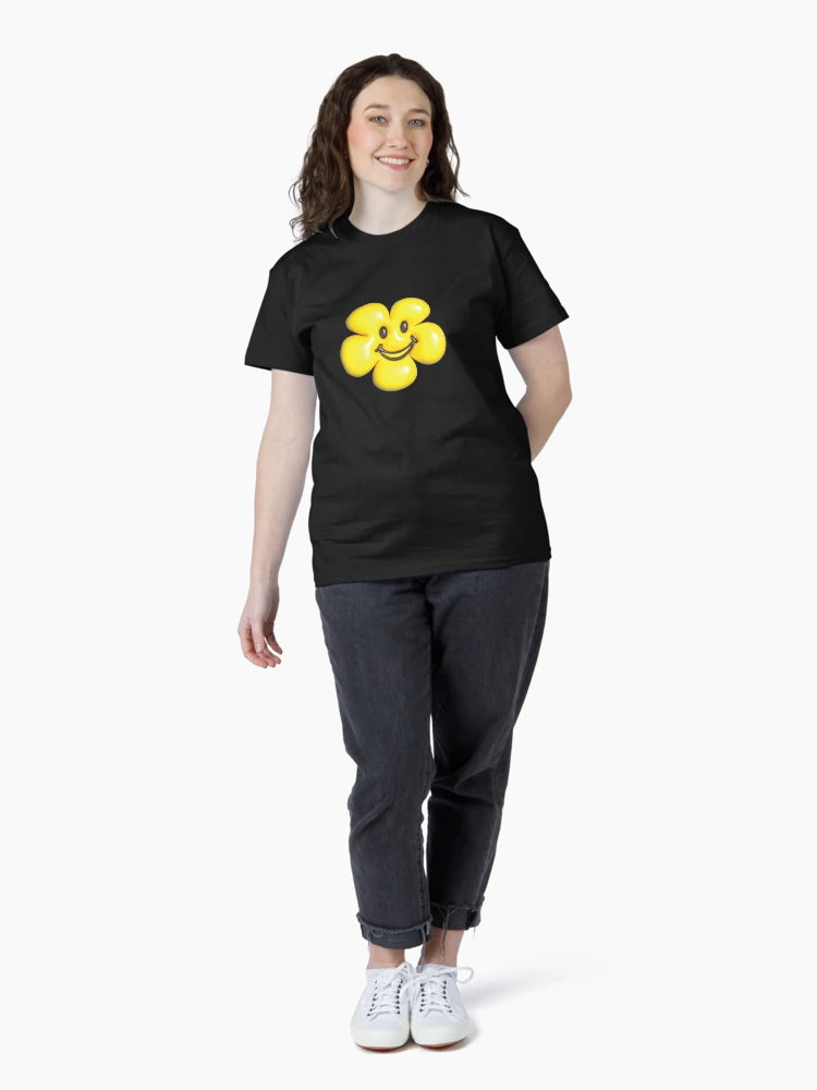 3d yellow flower smiley face.