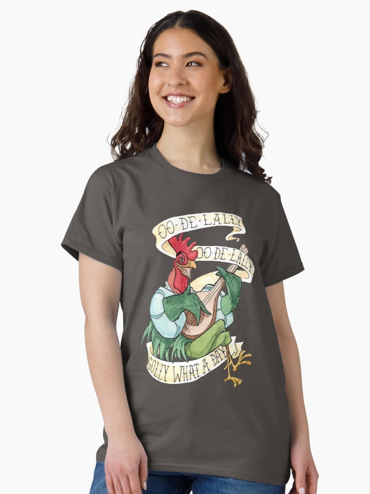 Alan-A-Dale Rooster : OO-De-Lally Golly What A Day Tattoo Watercolor Painting Robin Hood