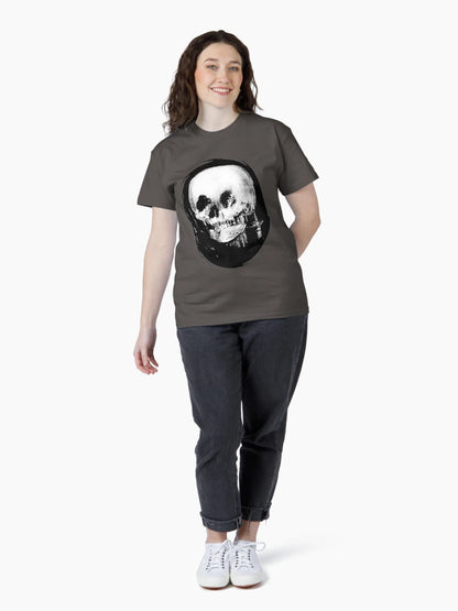 Existential Dread Op Art Woman and Skull Reflection