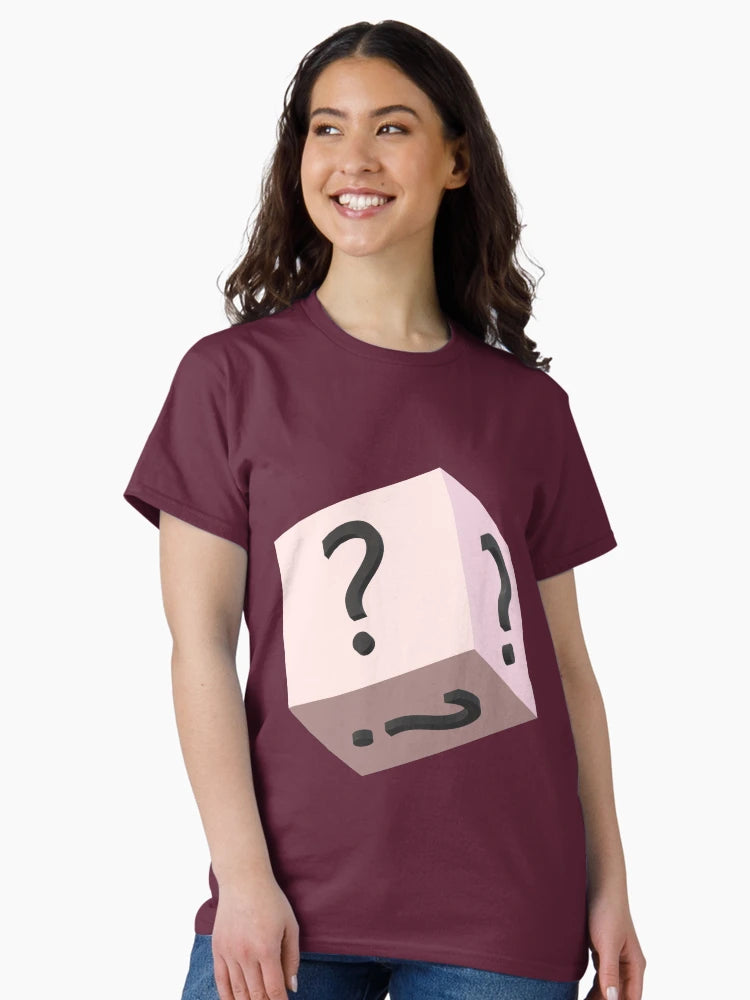 3d three-dimensional square box and question mark