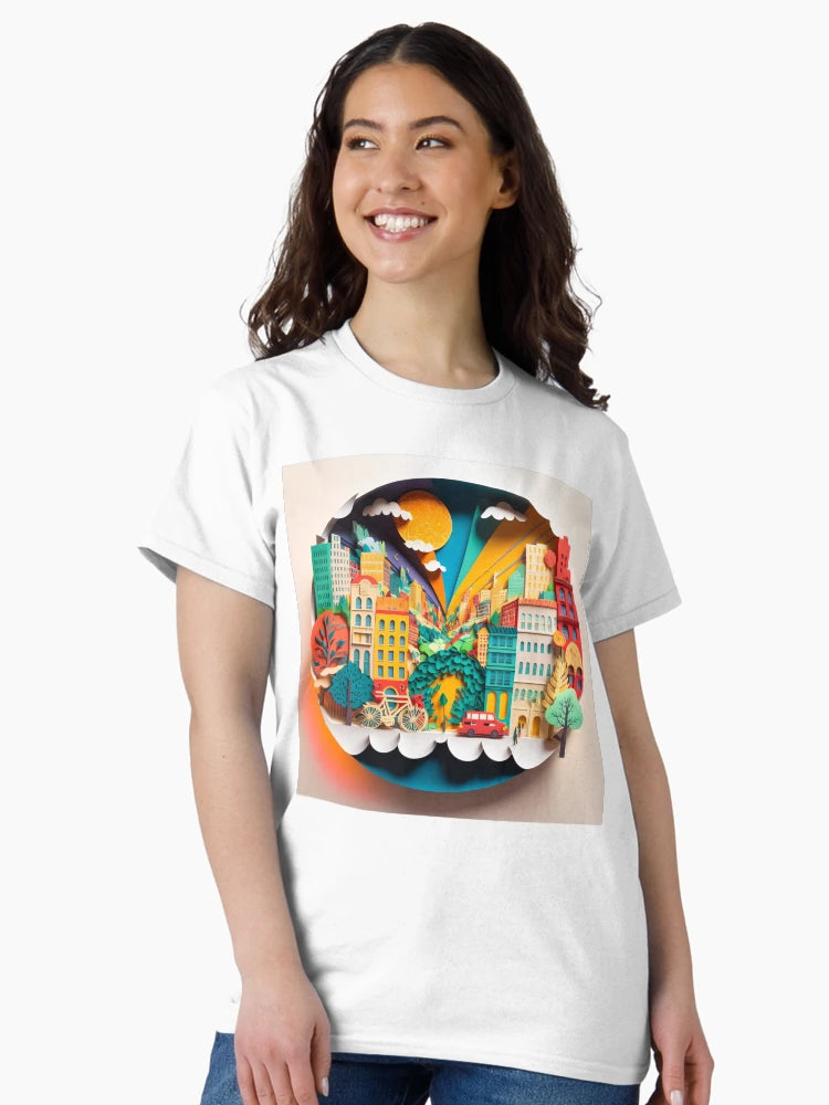 3D Effect Papercut Art - Cityscape Scene