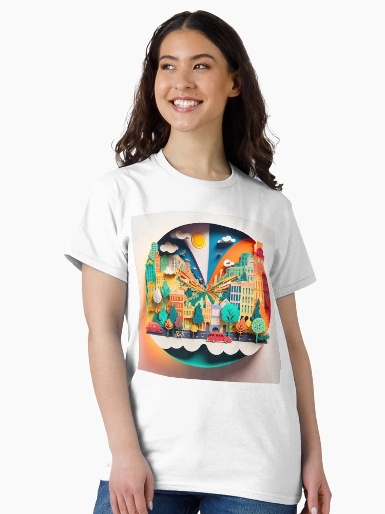 3D Effect Papercut Art - Cityscape Scene