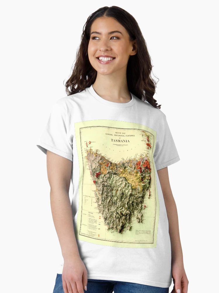 1884 Tasmania Geological Map 3D digitally-rendered