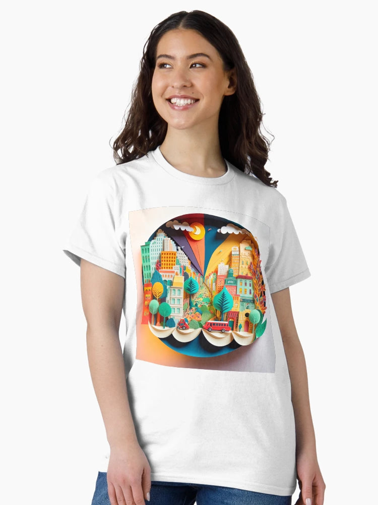 3D Effect Papercut Art - Cityscape Scene