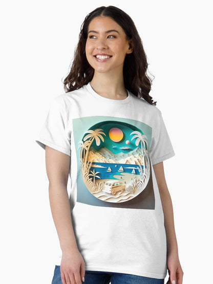 3D Effect Papercut Art - Beach Scene