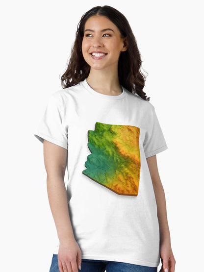 3D Colorful Topographic Map of Arizona (Transparent Background)