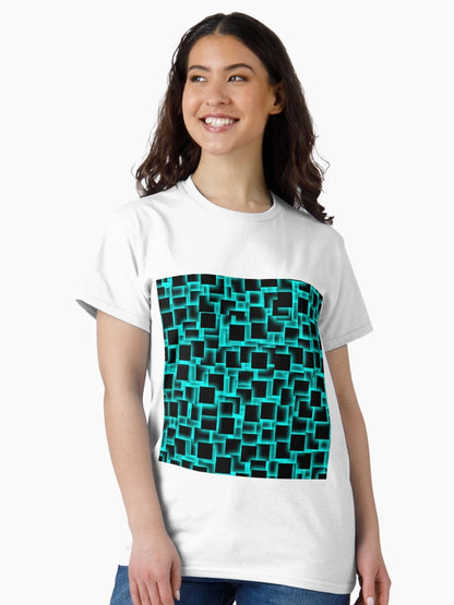 3d squares on glowing aqua backdrop