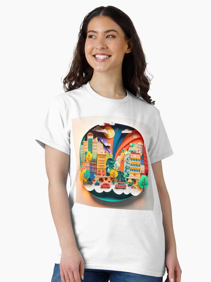 3D Effect Papercut Art - Cityscape Scene