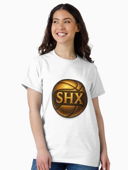 Golden Basketball SHX Logo | Glowing Emblem Design