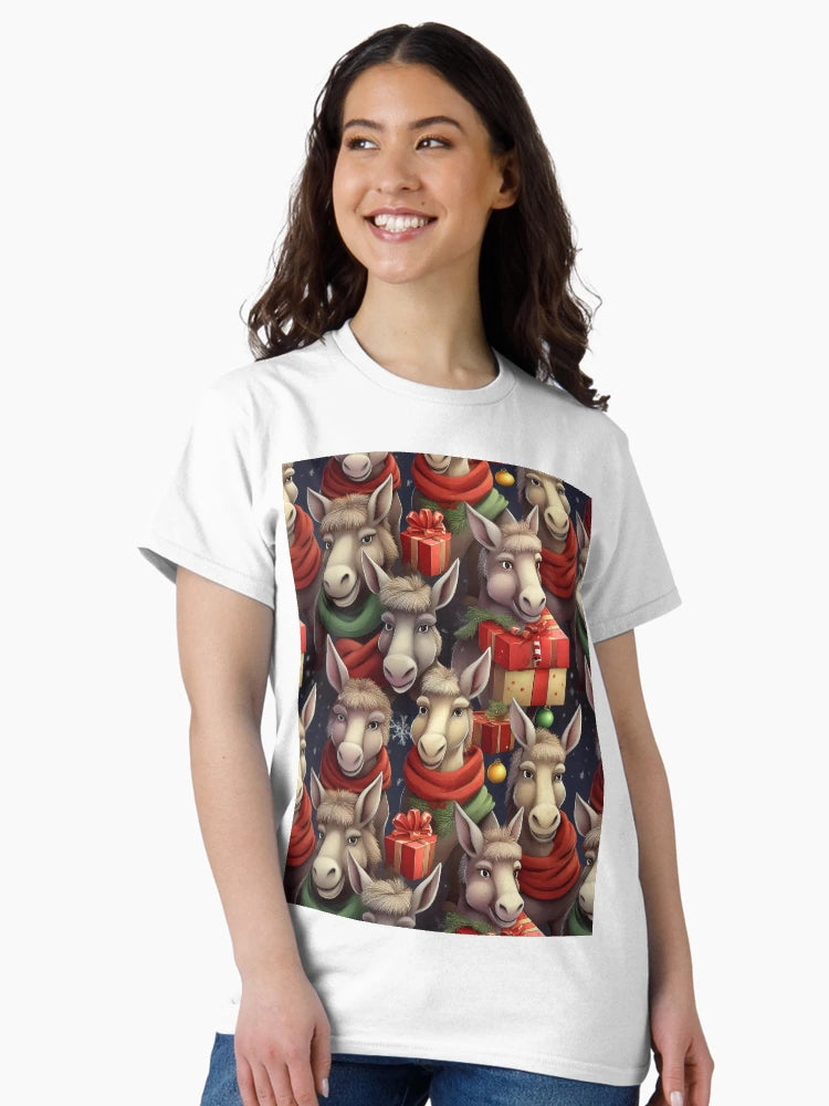 Donkey's Christmas Parade: A busy pattern featuring lots of donkeys delivering gifts.