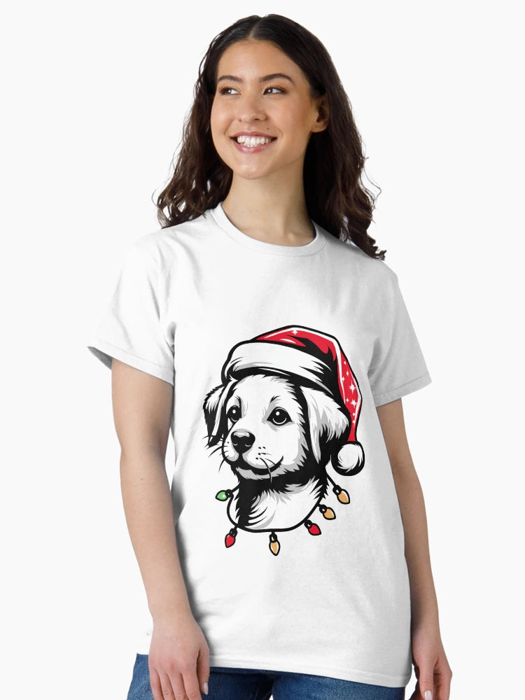 Adorable Dog Christmas Lights Santa Hat