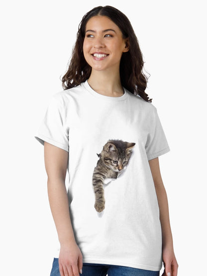 3d cat print t-shirt