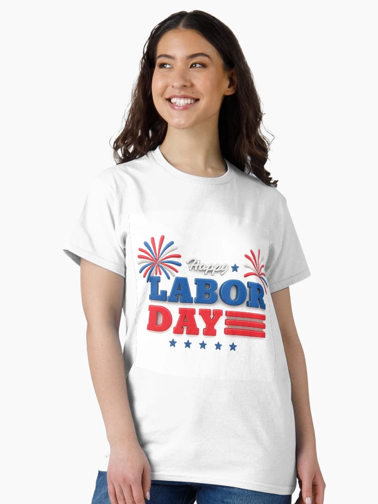 3D Happy Labor Day Design with Fireworks