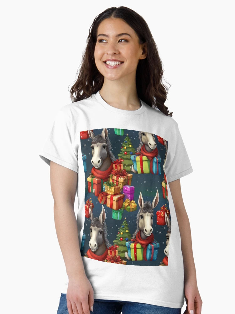 A Drove of Colourful Donkeys: A busy pattern featuring a drove of colourful donkeys with gifts.