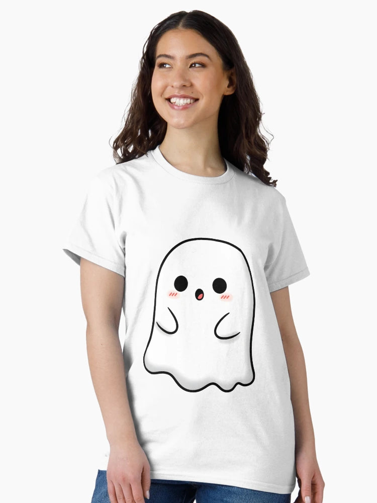 Adorable Cartoon Ghost With Blushed Cheeks