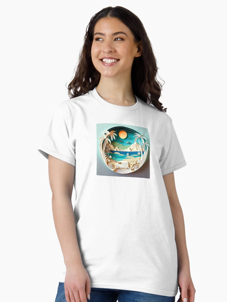 3D Effect Papercut Art - Beach Scene