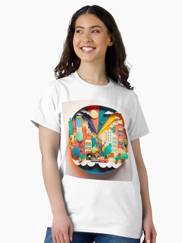 3D Effect Papercut Art - Cityscape Scene