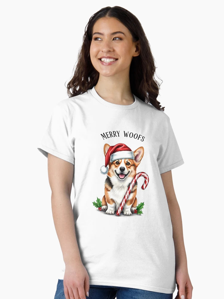 Festive Corgi with Santa Hat and Candy Cane