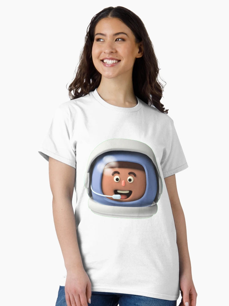 3D Astronaut Head Front-Facing White Suit Mid-Brown Skinned Person
