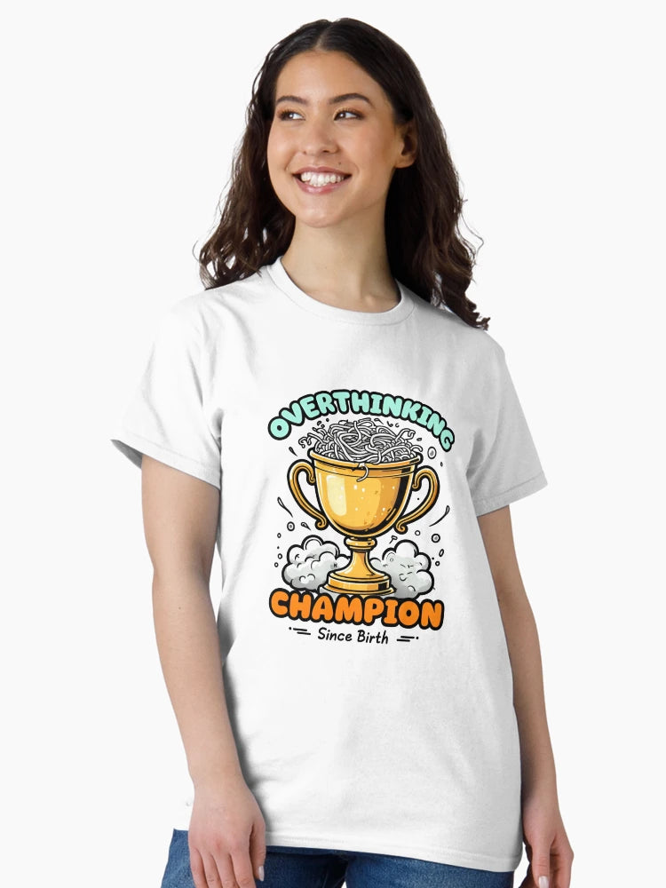 Overthinking Champion Trophy – Funny Mental Health Humor Design