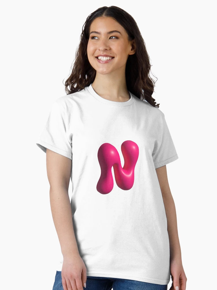 3D Pink Jelly Letter N – Glossy Bubble Alphabet Art