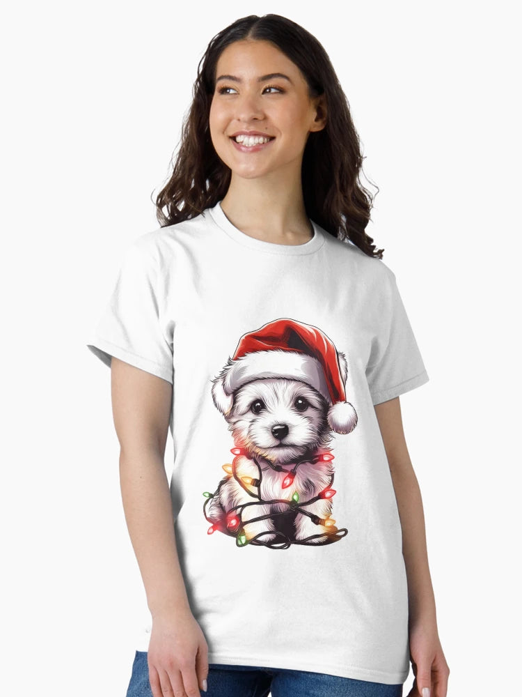 Adorable Dog Christmas Lights Santa Hat