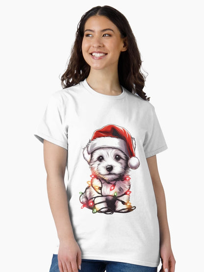 Adorable Dog Christmas Lights Santa Hat