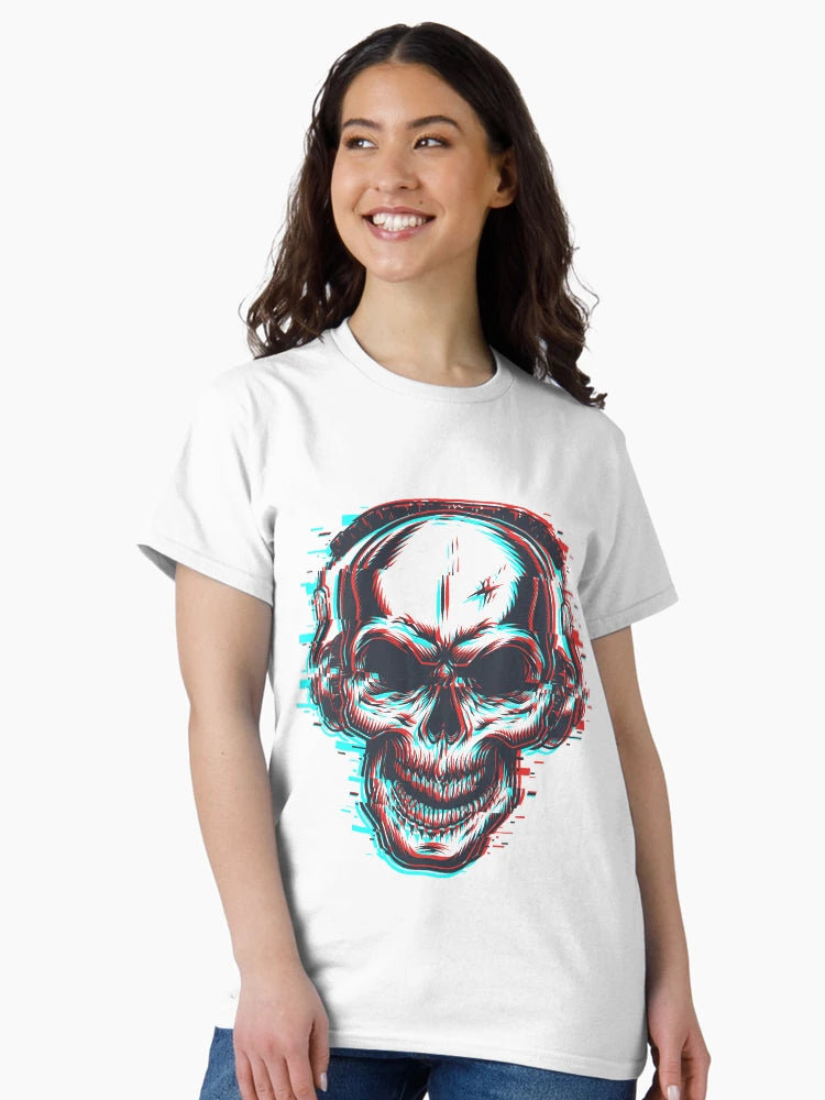 3D Skull with Headphones | Red Blue 3D Effect