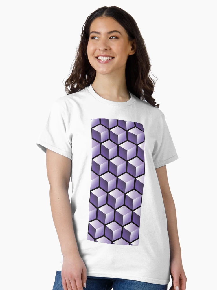 3D PURPLE CUBE GEOMETRIC PATTERN on Black Background (v1PURPLE on BLACK) ©