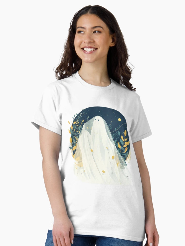 A cute ghost in a white veil